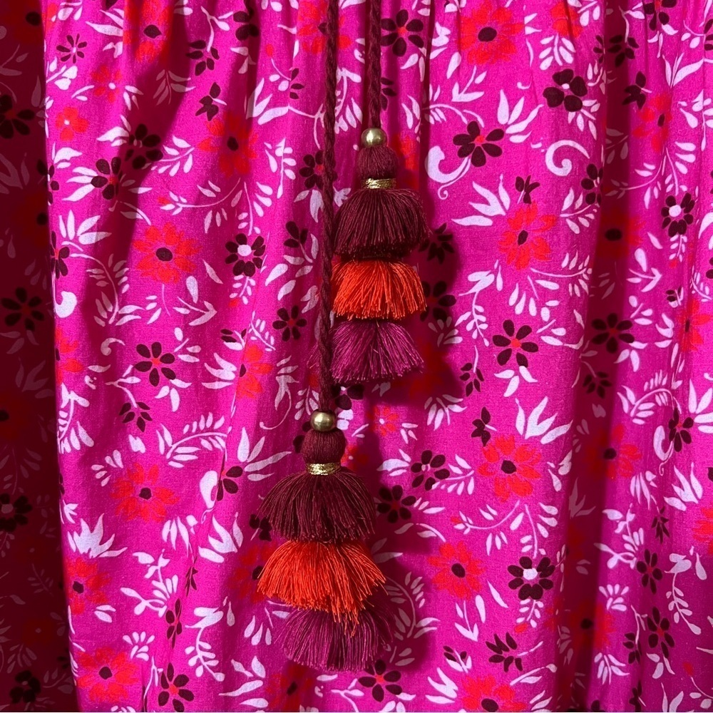 Figue | Bella Dress Tiered Popover Mini Dress Smocked Sleeve Pink Floral Size S - Picture 8 of 15